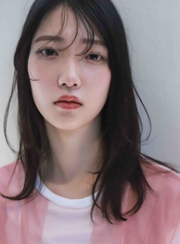 黒髪ロングストレート　シースルー前髪